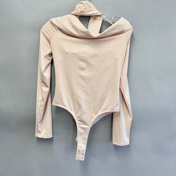 Dream Bandits jersey Bodysuit in light peach off the shoulder halter Size Medium - Picture 12 of 14